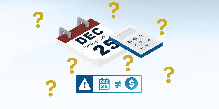 visually showing the uncertainties of the new definition of gross earning with question marks, a calendar and calculator.